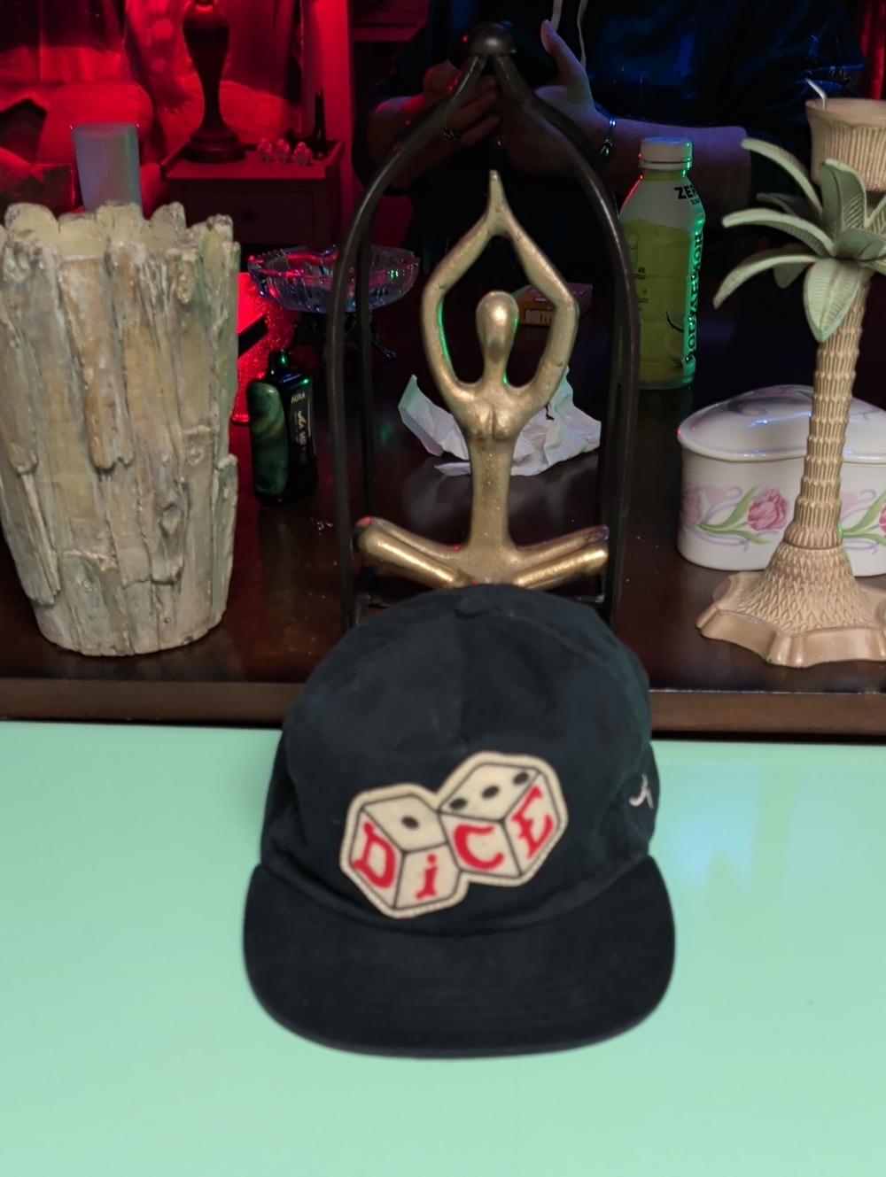 Creative Memories Black Baseball Cap with Red-Accented Dice Patch